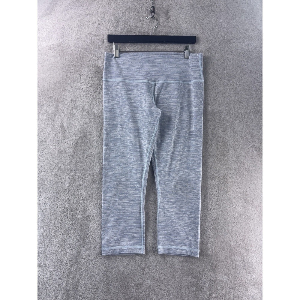 Lululemon Wunder Under Crop Leggings Womens Size 12 Gray Striped Luxereme